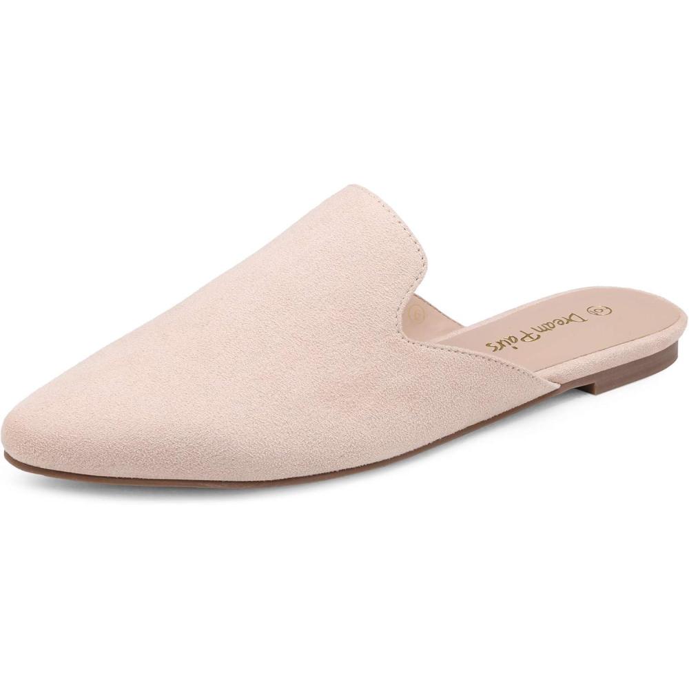 imageDREAM PAIRS Womens Flat Mules Pointed Toe Backless Loafer ShoesArricotSuede