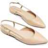 DREAM PAIRS Slingback Flats for Women, Pointed-Toe Elegant Women’s Ballet Flats with Buckle Strap, Classic Low Heel Dress Shoes for Casual Work Office Party(Nude-pu)