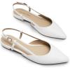 DREAM PAIRS Slingback Flats for Women, Pointed-Toe Elegant Women’s Ballet Flats with Buckle Strap, Classic Low Heel Dress Shoes for Casual Work Office Party(White-pu)