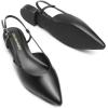 DREAM PAIRS Slingback Flats for Women, Pointed-Toe Elegant Women’s Ballet Flats with Buckle Strap, Classic Low Heel Dress Shoes for Casual Work Office Party(All Black-pu)