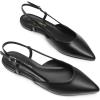 DREAM PAIRS Slingback Flats for Women, Pointed-Toe Elegant Women’s Ballet Flats with Buckle Strap, Classic Low Heel Dress Shoes for Casual Work Office Party(All Black-pu)