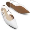 DREAM PAIRS Slingback Flats for Women, Pointed-Toe Elegant Women’s Ballet Flats with Buckle Strap, Classic Low Heel Dress Shoes for Casual Work Office Party(White-pu)