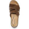 DREAM PAIRS Women’s Arch Support Slide Sandals Adjustable Straps Slip On Wedge Sandals Casual Comfort Lightweight Flat Slides(Brown)