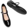 DREAM PAIRS Women’s Ballet Flats Mary Jane Shoes, Round Toe Comfortable Dressy Casual Slip-on Work Daily Soft Flat Shoes(Black-pat)