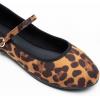 DREAM PAIRS Women’s Ballet Flats Mary Jane Shoes, Round Toe Comfortable Dressy Casual Slip-on Work Daily Soft Flat Shoes(Leopard)