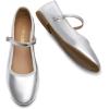 DREAM PAIRS Women’s Ballet Flats Mary Jane Shoes, Round Toe Comfortable Dressy Casual Slip-on Work Daily Soft Flat Shoes(Silver-pu)