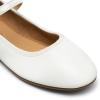 DREAM PAIRS Women’s Ballet Flats Mary Jane Shoes, Round Toe Comfortable Dressy Casual Slip-on Work Daily Soft Flat Shoes(White-pu)