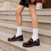 DREAM PAIRS Women’s Chunky Loafers, Platform Comfortable Slip-On Dressy Business Casual Shoes(Burgundy-pat)