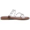 DREAM PAIRS Women’s Clear Studded Rhinestone Slide Sandals Slip on Open Toe Cute Flat Sandals for Summer(Clear/Rhinestone)