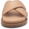 DREAM PAIRS Women’s Crisscross Open Toe Slide Sandals Flat Comfort Slip on Sandals(Nude)