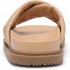 DREAM PAIRS Women’s Crisscross Open Toe Slide Sandals Flat Comfort Slip on Sandals(Nude)