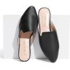 DREAM PAIRS Women’s Flat Mules Pointed Toe Backless Loafer Shoes(Black/Pu)