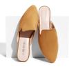 DREAM PAIRS Women’s Flat Mules Pointed Toe Backless Loafer Shoes(Brown-suede)
