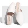 DREAM PAIRS Women’s Flat Mules Pointed Toe Backless Loafer Shoes(White/Pu)