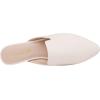 DREAM PAIRS Women’s Flat Mules Pointed Toe Backless Loafer Shoes(White/Pu)