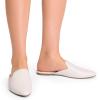DREAM PAIRS Women’s Flat Mules Pointed Toe Backless Loafer Shoes(White/Pu)