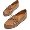 DREAM PAIRS Women’s Loafers Comfortable Dressy Slip-on Business Casual Work Shoes Bow-Knot Office Driving Round Toe Flats Loafers(Tan)