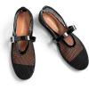 DREAM PAIRS Women’s Mesh Ballet Flats Dressy Round Toe Comfortable Mary Jane Flat Shoes with Buckle Strap(Black)