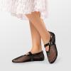 DREAM PAIRS Women’s Mesh Ballet Flats Dressy Round Toe Comfortable Mary Jane Flat Shoes with Buckle Strap(Black)