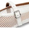 DREAM PAIRS Women’s Mesh Ballet Flats Dressy Round Toe Comfortable Mary Jane Flat Shoes with Buckle Strap(White)