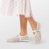 DREAM PAIRS Women’s Mesh Ballet Flats Dressy Round Toe Comfortable Mary Jane Flat Shoes with Buckle Strap(White)
