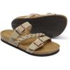 DREAM PAIRS Women’s Slides Soft Cork Footbed Sandals Comfortable Walking Slip-on Flat Sandals Arch Support Adjustable Buckle Braided Straps Slippers(Beige)