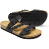DREAM PAIRS Women’s Slides Soft Cork Footbed Sandals Comfortable Walking Slip-on Flat Sandals Arch Support Adjustable Buckle Braided Straps Slippers(Black)