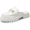 DREAM PAIRS Mules for Women, Comfortable Loafer Mules Slip On Chunky Business Casual Shoes(White)