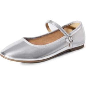 DREAM PAIRS Women’s Ballet Flats Mary Jane Shoes, Round Toe Comfortable Dressy Casual Slip-on Work Daily Soft Flat Shoes(Silver-pu)