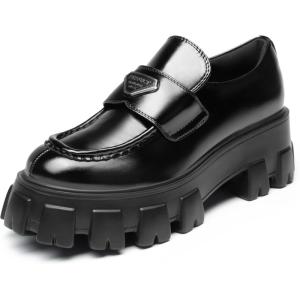 DREAM PAIRS Women’s Chunky Loafers Platform Comfortable Slip-On Dressy Business Casual Fashion Outfit Loafer Shoes(Black-pat)