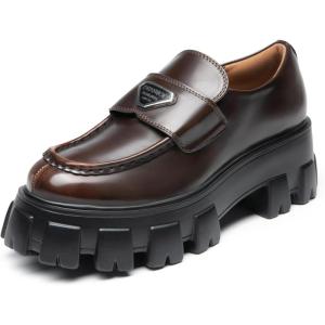 DREAM PAIRS Women’s Chunky Loafers Platform Comfortable Slip-On Dressy Business Casual Fashion Outfit Loafer Shoes(Brown)