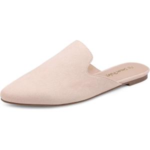 DREAM PAIRS Women’s Flat Mules Pointed Toe Backless Loafer Shoes(Arricot/Suede)