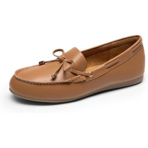 DREAM PAIRS Women’s Loafers Comfortable Dressy Slip-on Business Casual Work Shoes Bow-Knot Office Driving Round Toe Flats Loafers(Tan)