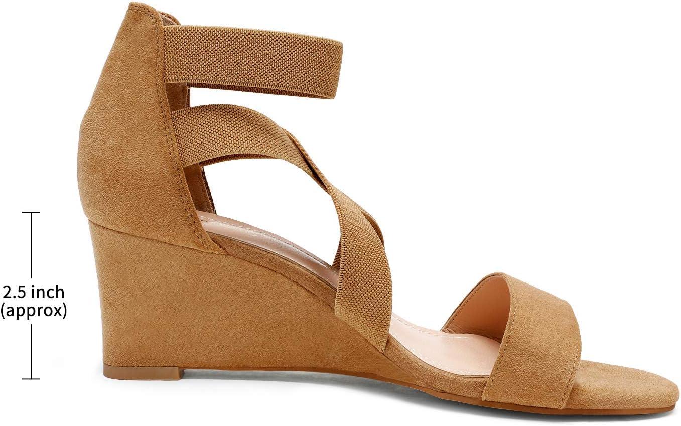 imageDREAM PAIRS Womens Black Open Toe Strappy Dress Wedge Sandals Size 95 BM US Innis2Camel