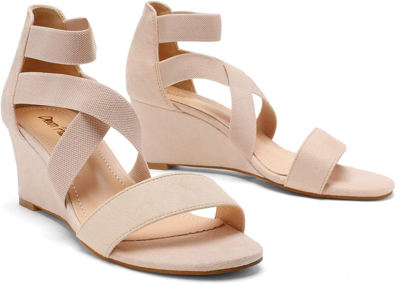 imageDREAM PAIRS Womens Black Open Toe Strappy Dress Wedge Sandals Size 95 BM US Innis2Nude