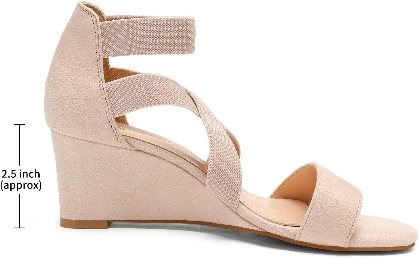 imageDREAM PAIRS Womens Black Open Toe Strappy Dress Wedge Sandals Size 95 BM US Innis2Nude