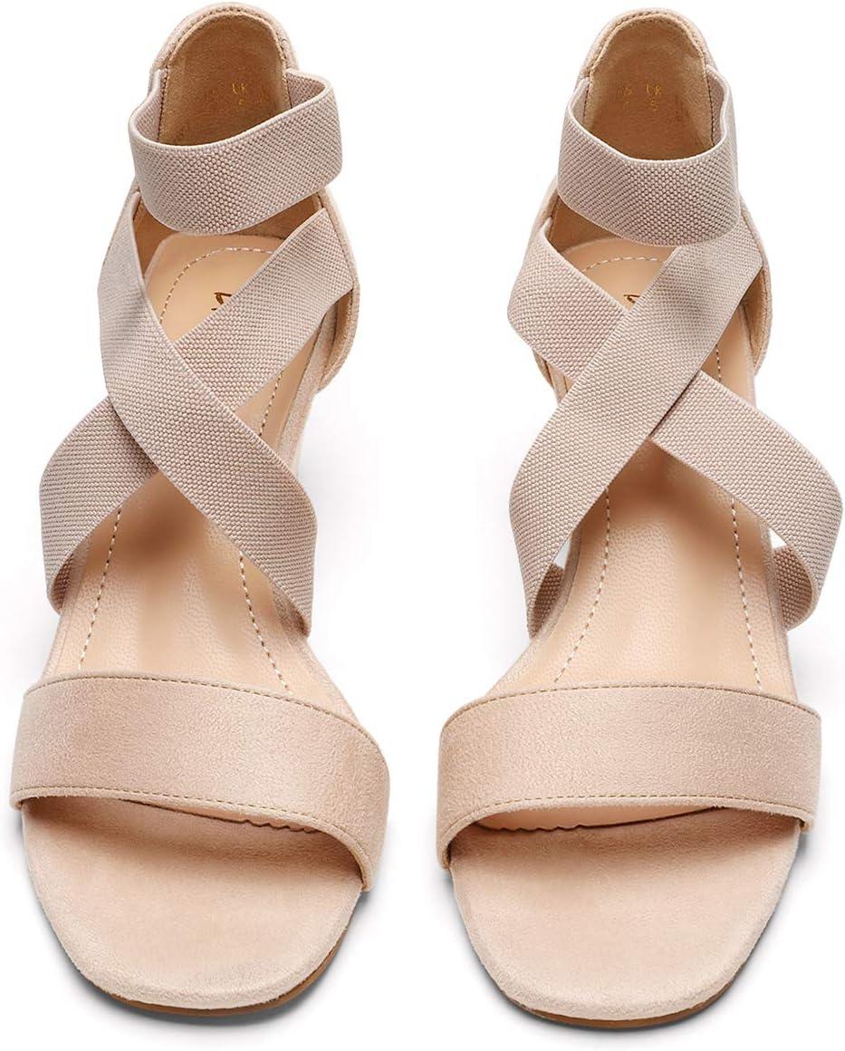 imageDREAM PAIRS Womens Black Open Toe Strappy Dress Wedge Sandals Size 95 BM US Innis2Nude