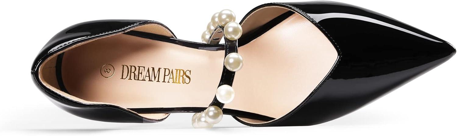 imageDREAM PAIRS Womens Closed Toe High Heels Stiletto Pointed Toe Strappy Pearl Elegant DOrsay Dress Wedding Party Pumps ShoesBlack