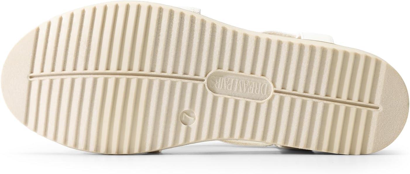 imageDREAM PAIRS Womens Comfortable Low Wedge Sandals Open Toe Slip On Strappy Flat Sandals with Elastic Ankle StrapWhitepu