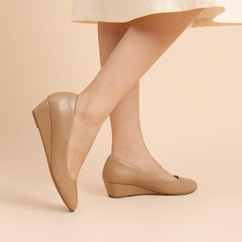 imageDREAM PAIRS Womens Debbie Mid Wedge Heel Pump ShoesNudePu