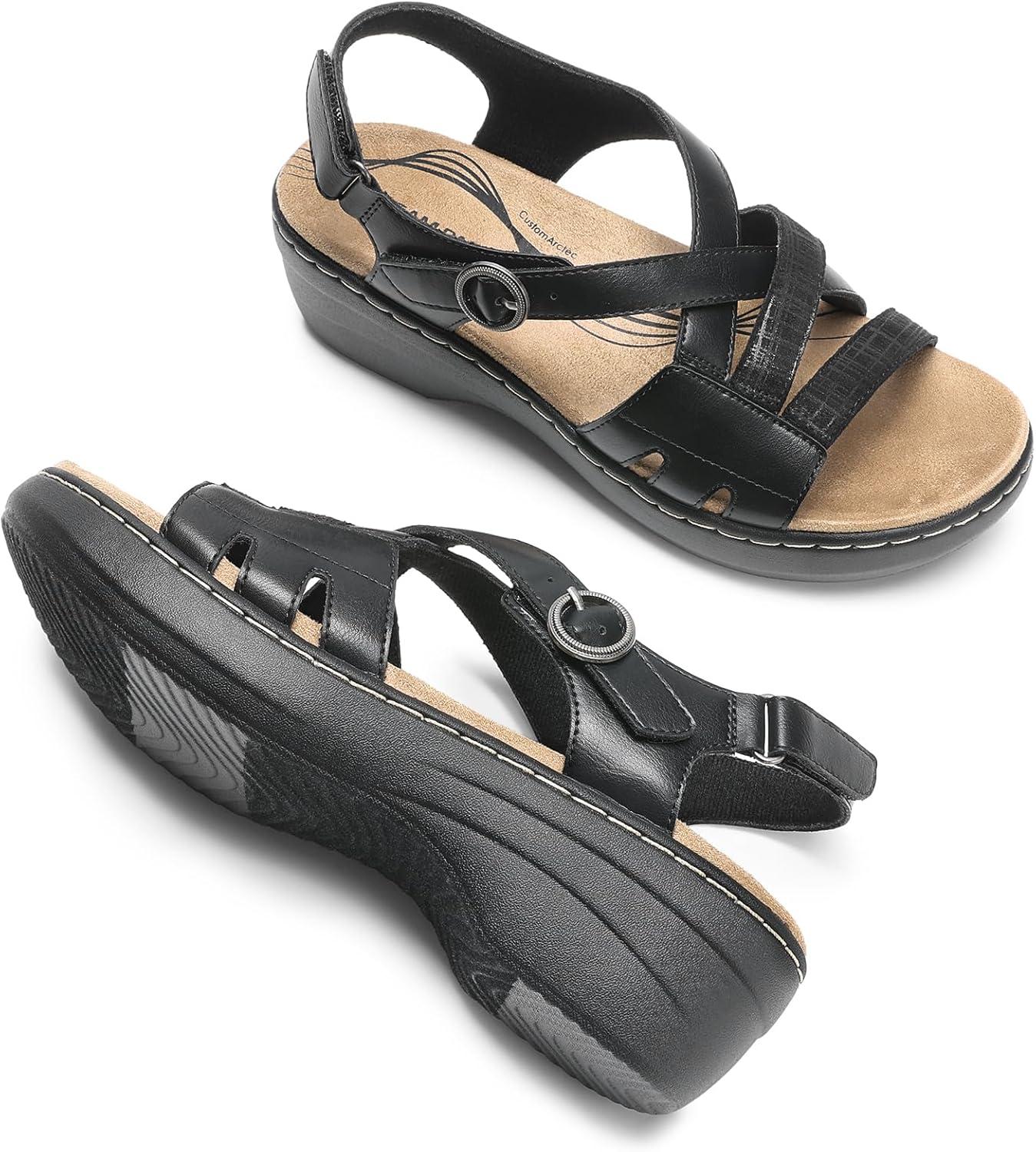 imageDREAM PAIRS Womens Open Toe Platform Espadrille Wedge Sandals Comfortable One Band Dressy Casual Sandals for WomenBlack