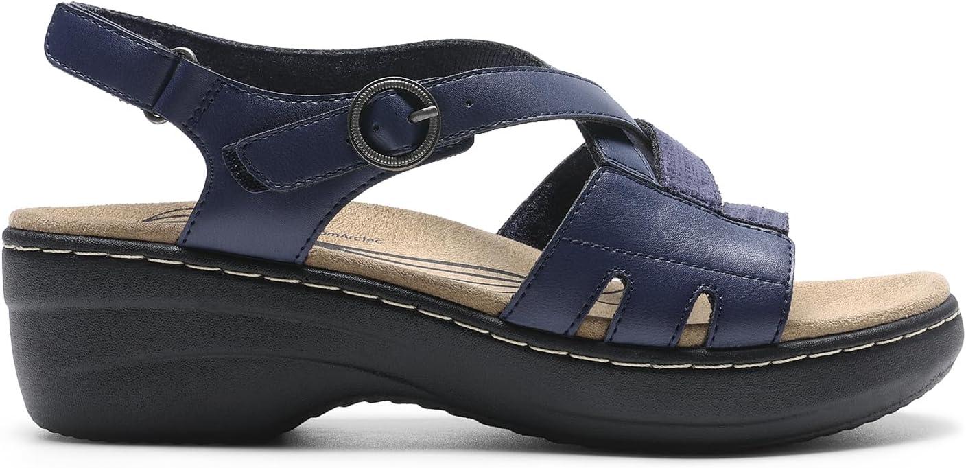 imageDREAM PAIRS Womens Open Toe Platform Espadrille Wedge Sandals Comfortable One Band Dressy Casual Sandals for WomenNavy