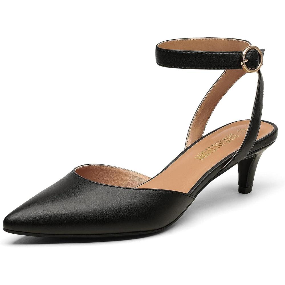imageDREAM PAIRS Kitten Heels for Women Low Heel Dress Shoes Wedding Dress Closed Toe Pump Shoes LunaBlack