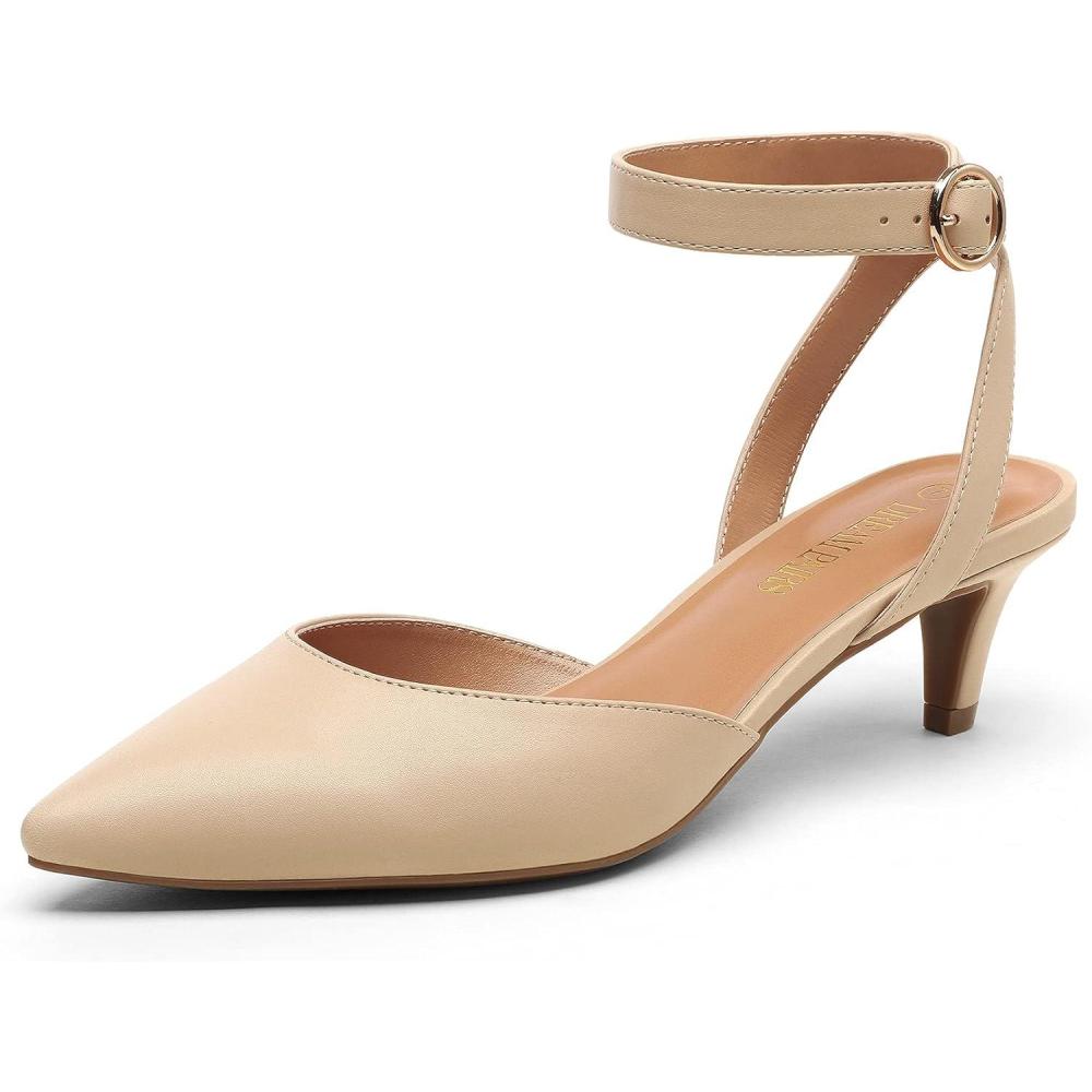 imageDREAM PAIRS Kitten Heels for Women Low Heel Dress Shoes Wedding Dress Closed Toe Pump Shoes LunaNude