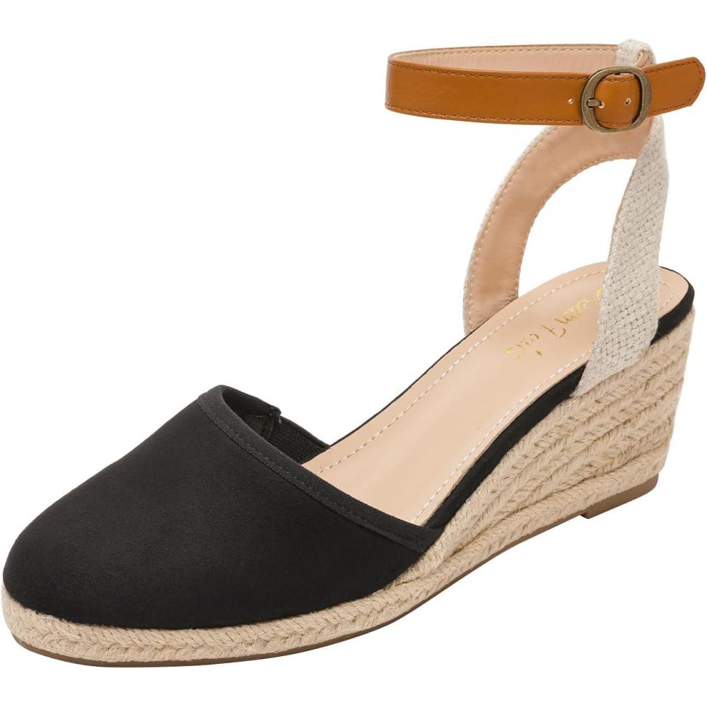 imageDREAM PAIRS Womens Ankle Strap Closed Toe Espadrille Wedge Heels SandalsBlack