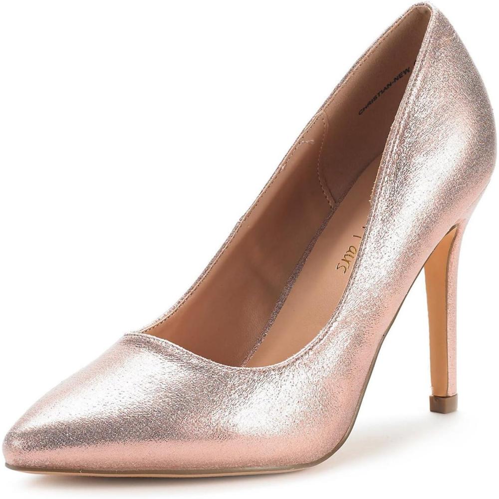 imageDREAM PAIRS Womens Closed Toe High Heels Dress Pointed Toe Wedding Pump ShoesChampagnePearl