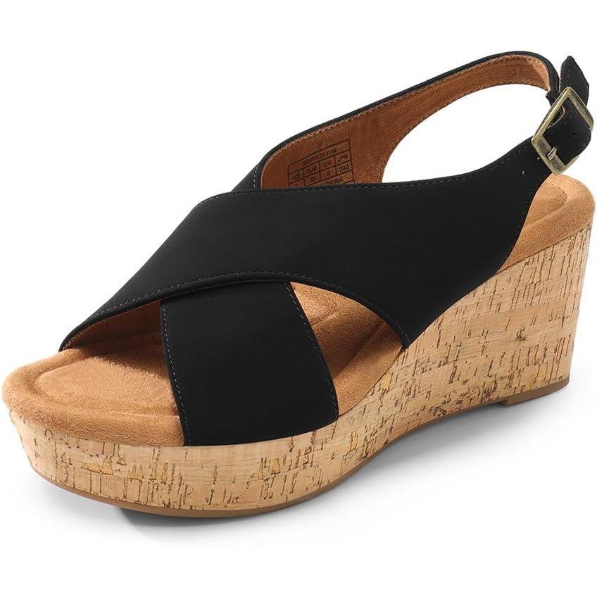 imageDREAM PAIRS Womens Platform Wedge Heel Sandals Comfortable Ankle Strap Sandals for Women Casual Dressy SummerSize 10BlackNubuckSDPW2411W