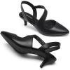 DREAM PAIRS Kitten Heels for Women Closed Toe Pointed Toe Low Heel Strappy Pumps Party Dance Wedding Dress Shoes for Women(Black)