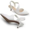 DREAM PAIRS Kitten Heels for Women Closed Toe Pointed Toe Low Heel Strappy Pumps Party Dance Wedding Dress Shoes for Women(White)
