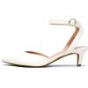 DREAM PAIRS Kitten Heels for Women Low Heel Dress Shoes Wedding Dress Closed Toe Pump Shoes Luna(White/Pu)